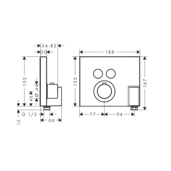 AXOR Showerselect inbouw thermostaat met stopkranen voor 2 functies chroom 36712000