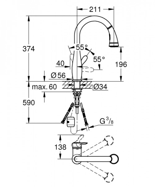 Grohe Keukenmengkraan Parkfield Eengreeps 30215DC1