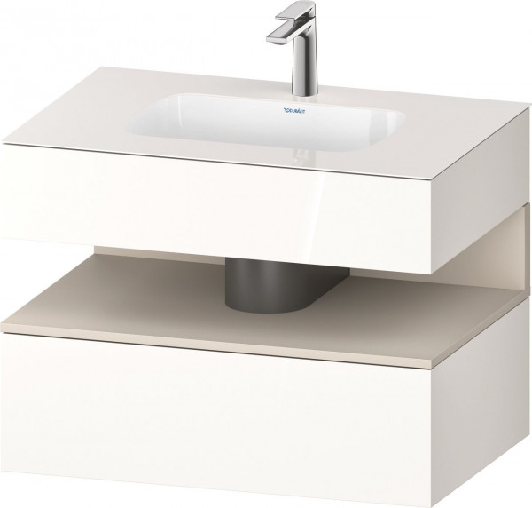 Set Meuble Salle De Bain Duravit Qatego Lavabo 1 trou, 1 tiroir, 1 niche 800mm Taupe Super Mat/Blanc brillant QA4785083220000