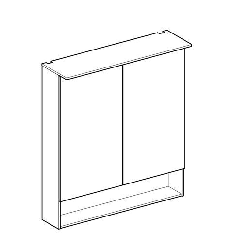 Geberit Acanto spiegelkast m. 2 dubbelzijdige spiegeldeuren m. led verlichting 75x83x21.5cm 500.645.00.2