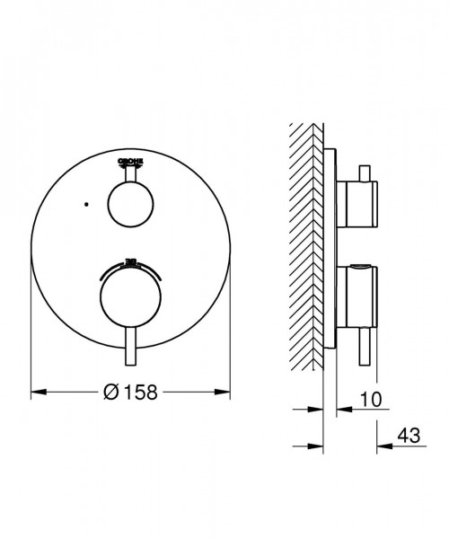 Grohe Atrio inbouw mengkraan thermostatisch zonder omstel warm sunset 24134DA3