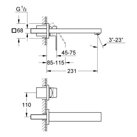 Grohe 3 Gats Wastafelkraan Eurocube