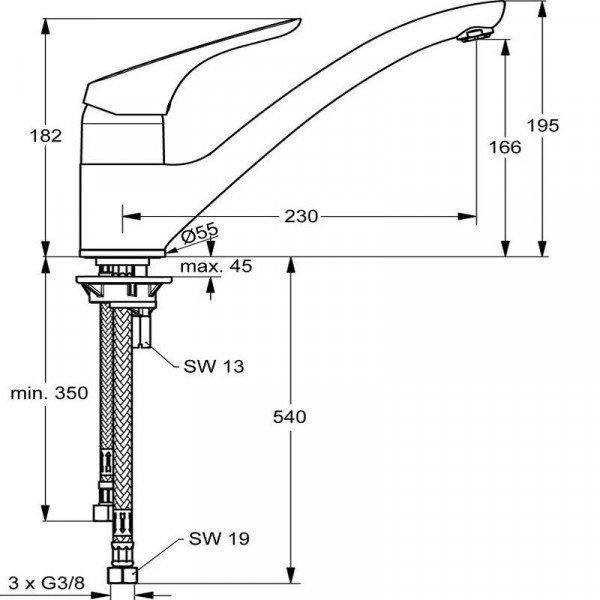 Keukenmengkraan Ideal Standard Cerasprint lage druk