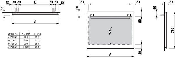 Badkamerspiegel Met Verlichting Laufen LEELO touchscreen 800x700mm Zilver geanodiseerd/reflecterend