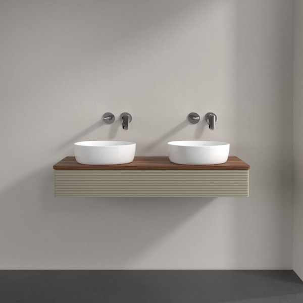 Dubbel Wastafelmeubel Villeroy en Boch Antao 1200x190x500mm Stone Grey Matt Lacquer/Warm Walnut