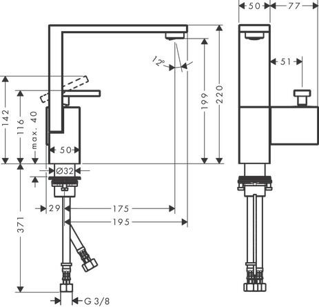 Axor Wastafelmengkraan Edge 1 gat 175mm