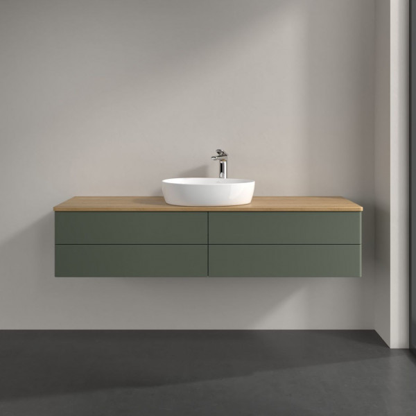 Wastafelmeubel Voor Opzet Waskom Villeroy en Boch Antao 1600x360x500mm Leaf Green Matt Lacquer/Ho...