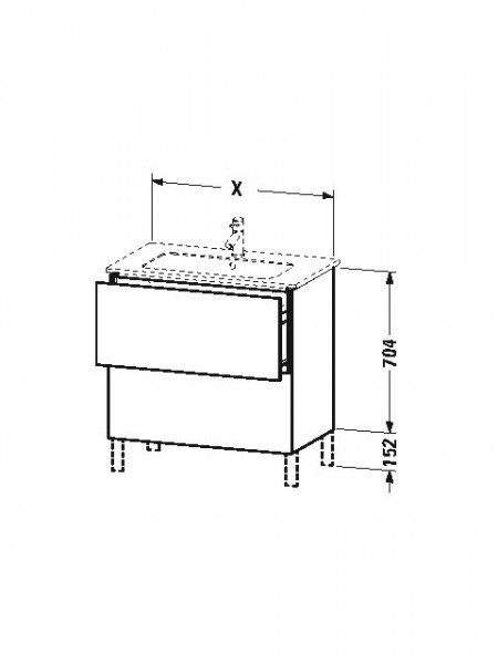 Duravit Wastafelmeubels L-Cube voor 233683 Staand 481x820x704mm