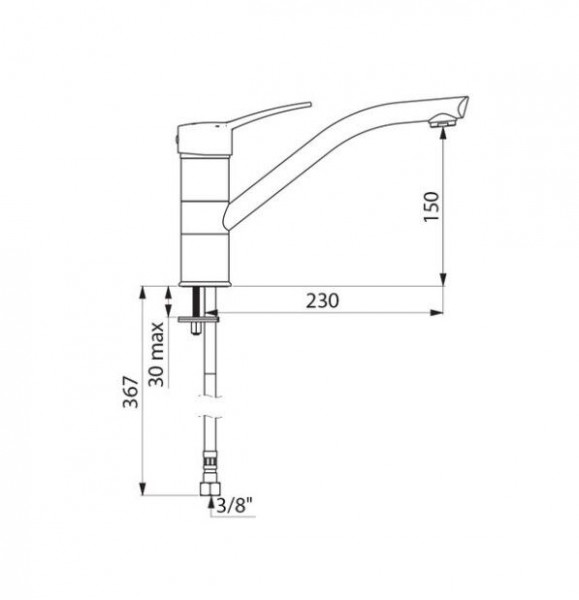 Delabie Keukenmengkraan Keukenmengkraan 9 l/min Chroom h: 177 mm 2510T