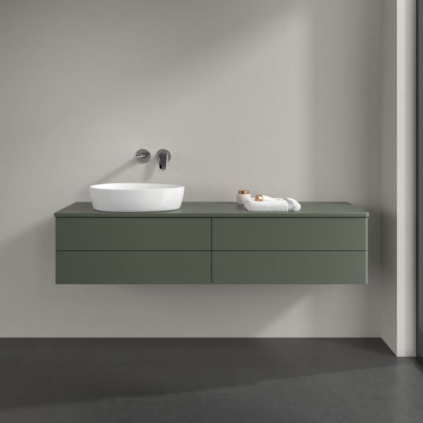 Wastafelmeubel Voor Opzet Waskom Villeroy en Boch Antao 1600x360x500mm Leaf Green Matt Lacquer