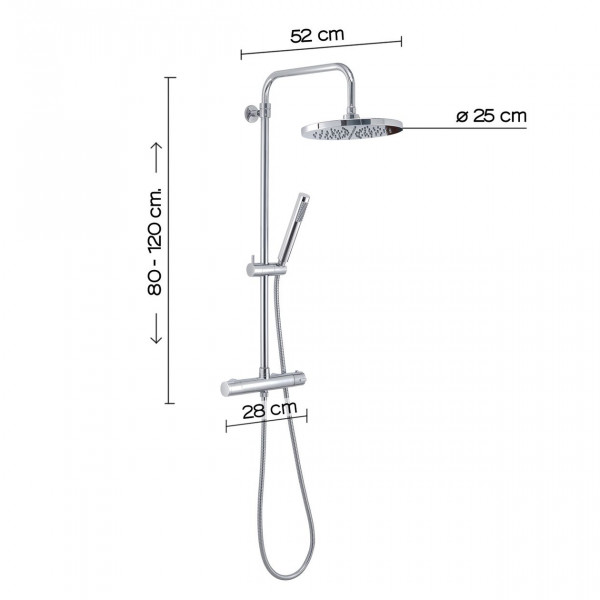 Gedy Regendouche G-STAR MIX aanpasbaar 800/1200xØ250x520mm Chroom