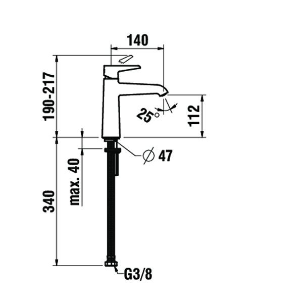 1 Gats Mengkraan Laufen PURE zonder afvoerinzet 140 x190mm Zwart Mat