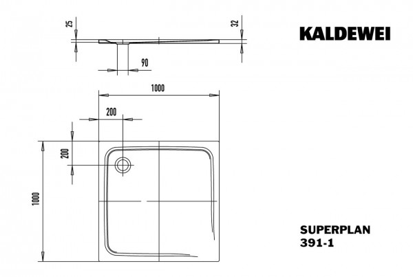 Kaldewei Douchebak Vierkant Mod.391-1 Superplan (447000010)