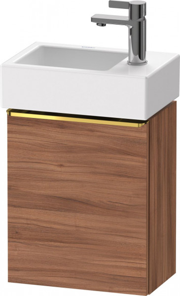 Meuble Lave-Mains Duravit D-Neo porte droite, poignée doré 364mm Noyer naturel DE4218R34790000