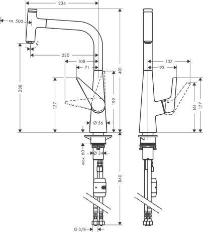 Keukenkraan Met Handdouche Hansgrohe Talis M51 EcoSmart roestvrij stalen afwerking