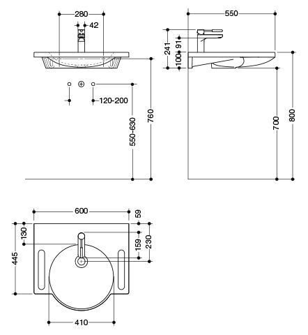 Hewi Fontein Toilet met Kraan 600 mm