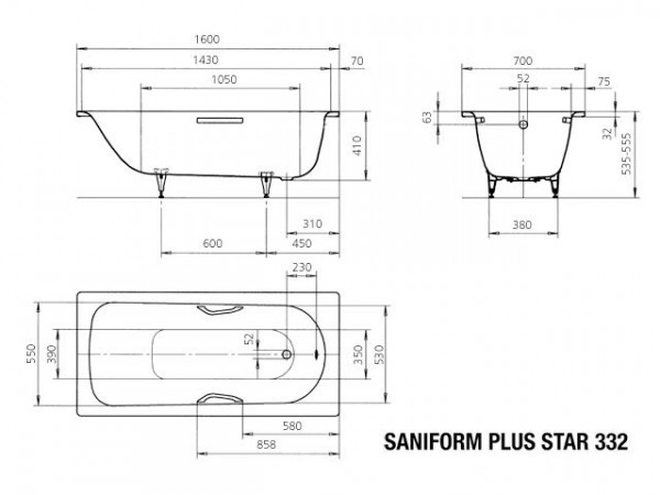 Kaldewei Standaard Bad model 332 Saniform Plus Star (133200010)