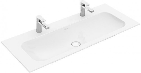 Villeroy & Boch Finion meubelwastafel met 2 kraangaten 120x50cm Ceramic+ zonder overloop stone white 4164C1RW