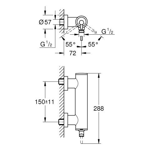 Wandgemonteerde Douchemengkraan Grohe Atrio Brushed Hard Graphite