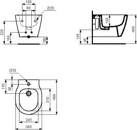 Ideal Standard Connect Space Wandbidet  (E11)