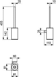 Ideal Standard Toiletborstelhouder CONCA vierkant 81x110x403mm Roestvrij Staal