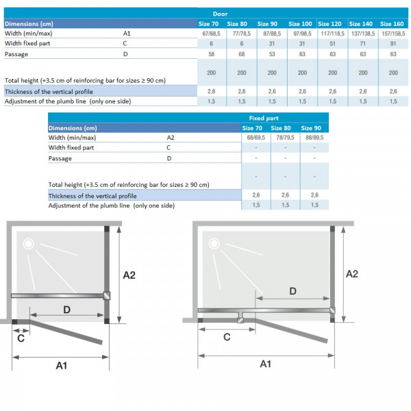 Kinedo Zijwand KINESTYLE F in een hoek, voor draaideur Transparant Glas