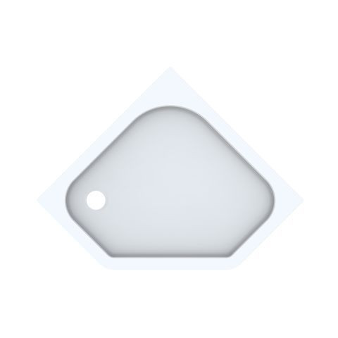 Receveur de Douche 90x90 d'Angle Geberit Renova Pentagonal Trou de vidage Blanc Brillant