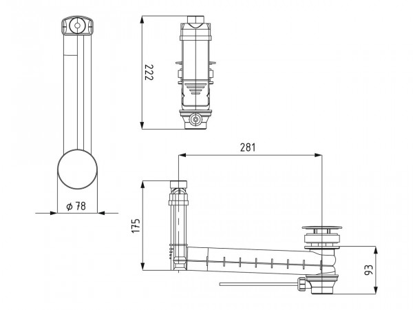 Kaldewei Afvoerklep en overstroomventiel model 3901 Clou (905400000)