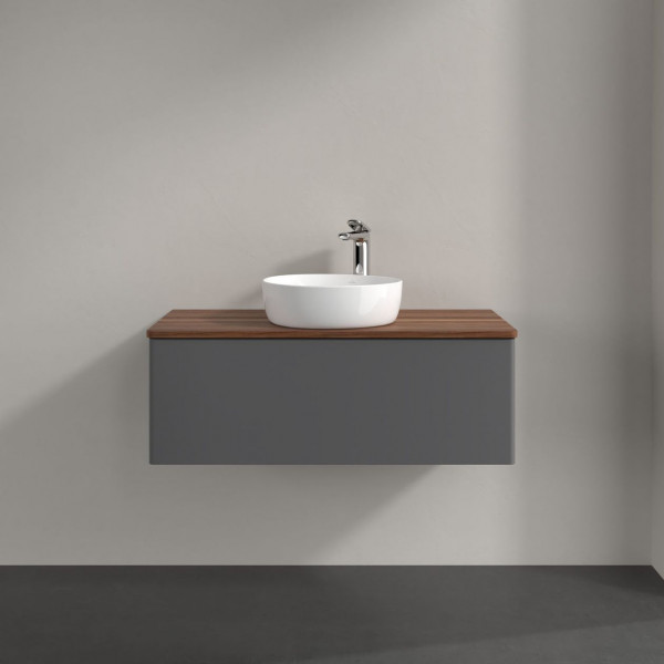 Wastafelmeubel Voor Opzet Waskom Villeroy en Boch Antao 1000x360x500mm Anthracite Matt Laquered/W...