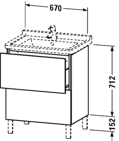 Duravit Wastafelmeubels L-Cube voor 030470 Staand 469x670x712mm