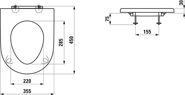 Toiletbril D Vorm Laufen PRO zonder deksel 375x460mm Wit