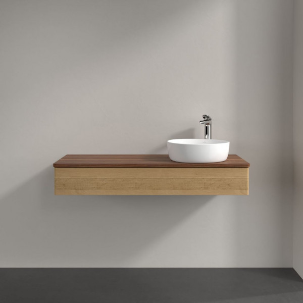 Wastafelmeubel Voor Opzet Waskom Villeroy en Boch Antao 1200x190x500mm Honey Oak/Warm Walnut