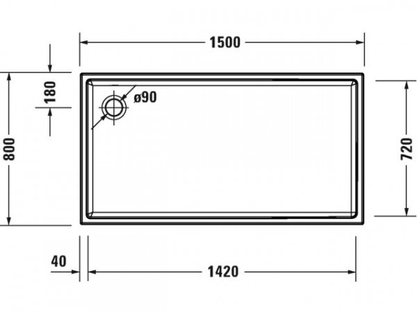 Duravit Douchebak Rechthoekig Starck 1500 x 800 x 60 mm Wit