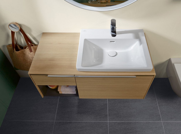 Villeroy & Boch Subway 3.0 meubelwastafel 60x47x16.5cm Rechthoek onderkant ongeslepen 1 kraangat met overloopgat Wit Alpin glans Ceramic+ 4A7060R1