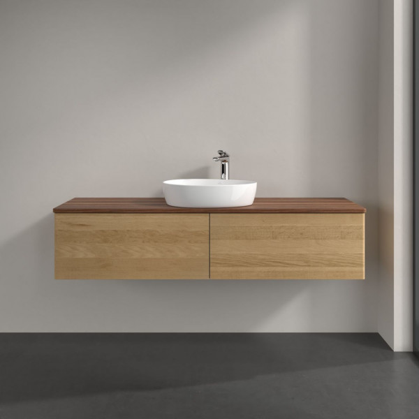 Wastafelmeubel Voor Opzet Waskom Villeroy en Boch Antao 1600x360x500mm Honey Oak/Warm Walnut