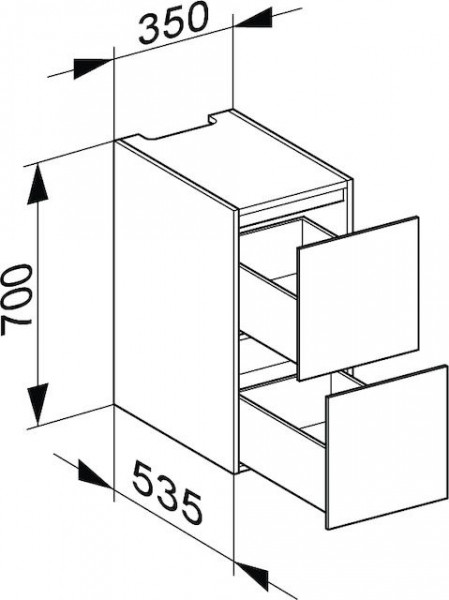 Wandmeubel Keuco Edition 11 met 2 lades 350x700x535mm Kasjmier Satijn Lak