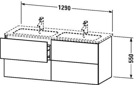 Duravit Wastafelmeubels L-Cube voor 23361 481x1290x550mm