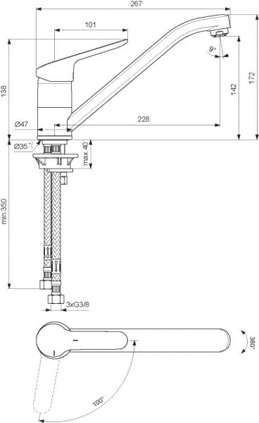 Ideal Standard Keukenkraan CeraFlex Chroom (BC129)