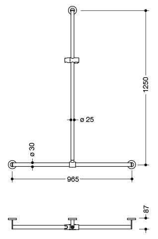 Barre d''appui Hewi System 900 avec barre de douche Gris foncé nacré mat/chrome 900.35.43160 DD