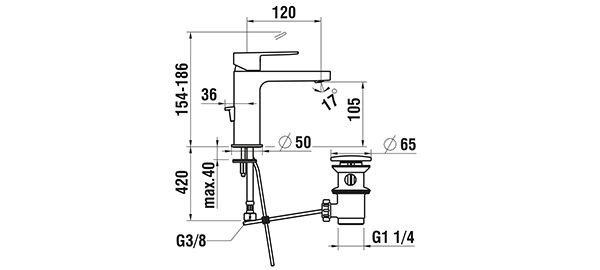 1 Gats Mengkraan Laufen NEJA met afvoerset 120mm Chroom