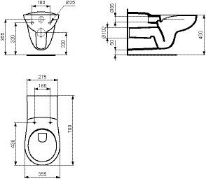 Ideal Standard Hangend Toilet CONTOUR 21 Randloos 355x700x380mm Wit