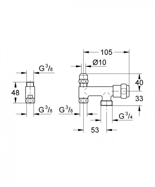 Grohe Eggemann Original Was-Klep 'Eckfix' Dn 10 41031000