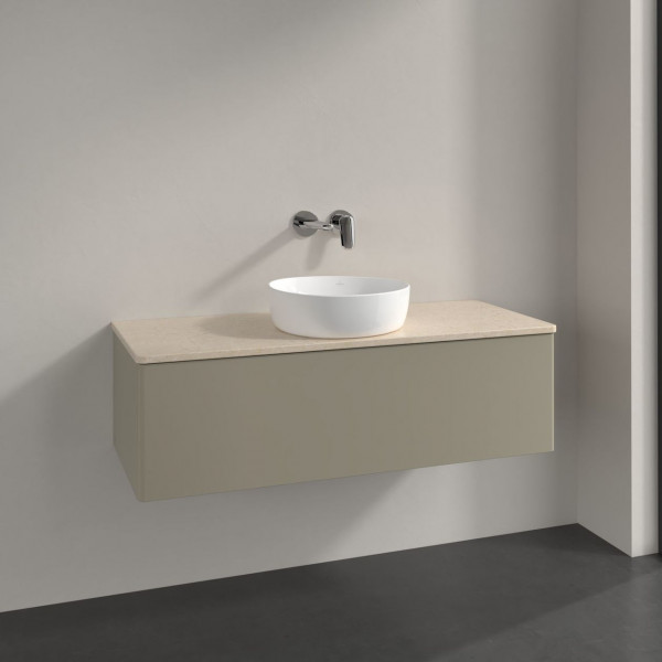 Meuble Pour Vasque à Poser Villeroy et Boch Antao 1 tiroir 1200x360x500mm Stone Grey Matt Lacquer/Boticcino