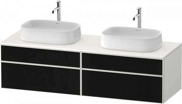 Meuble Double Vasque Duravit Zencha 4 tiroirs 1600x442x550mm Noir Texture Lignée/Blanc Super Mat ZE4825B63840000