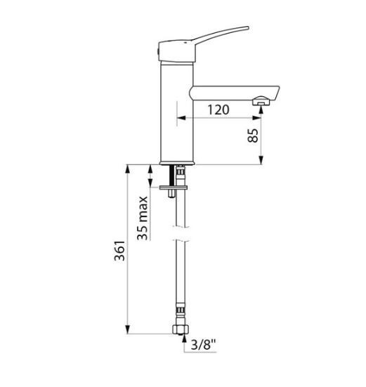 Wastafelmengkraan SECURITHERM EP BIOCLIP 85 mm 28211TEP