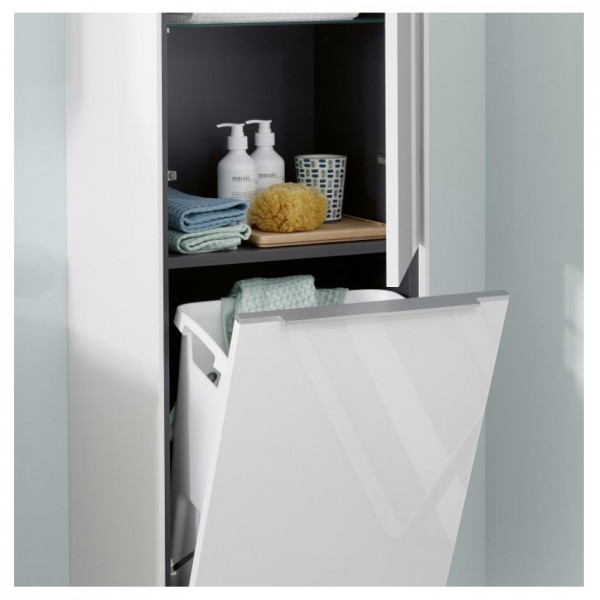 Villeroy & Boch Subway 3.0 badkamerkast 45x35x170cm met 1 linksdraaiende softclose deur opbouw met aluminium glanzende greep spaanplaat Pure white C59200VF