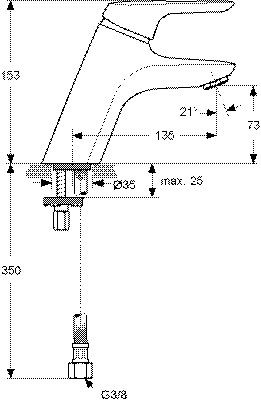 Ideal Standard Eéngreeps wastafelmengkraan Ceramix Blue Chroom