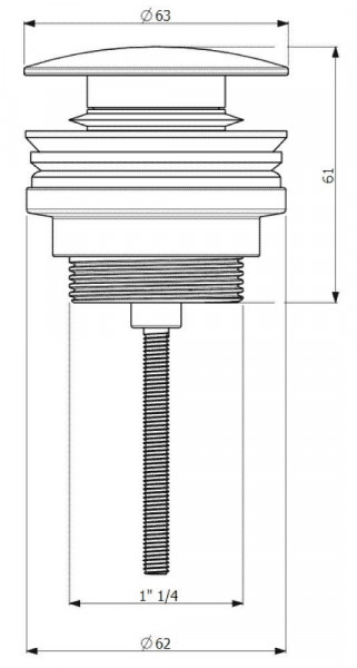 Wastafel Stop Villeroy en Boch Universal Push Open voor wastafel met overloop Zwart Mat