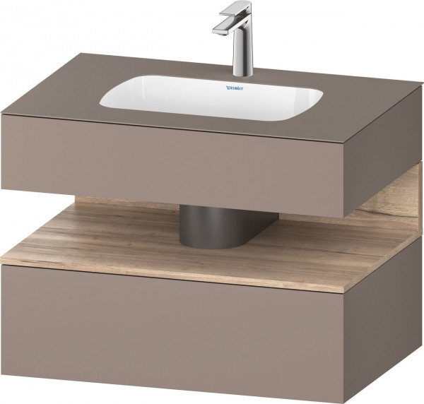 Set Meuble Salle De Bain Duravit Qatego Lavabo 1 trou, 1 tiroir, 1 niche 800mm Chêne marbré mat/Basalte Mat QA4785055430000