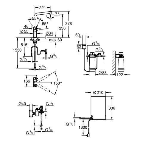 Grohe Red Duo Kokend Water Kraan en ketel M formaat 30327001